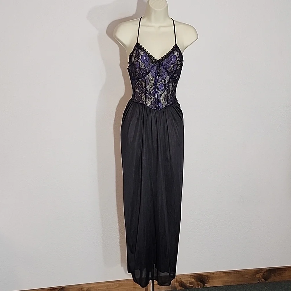 Petra Fashions Slip Dress Lingerie Lace Bodice Purple Size S